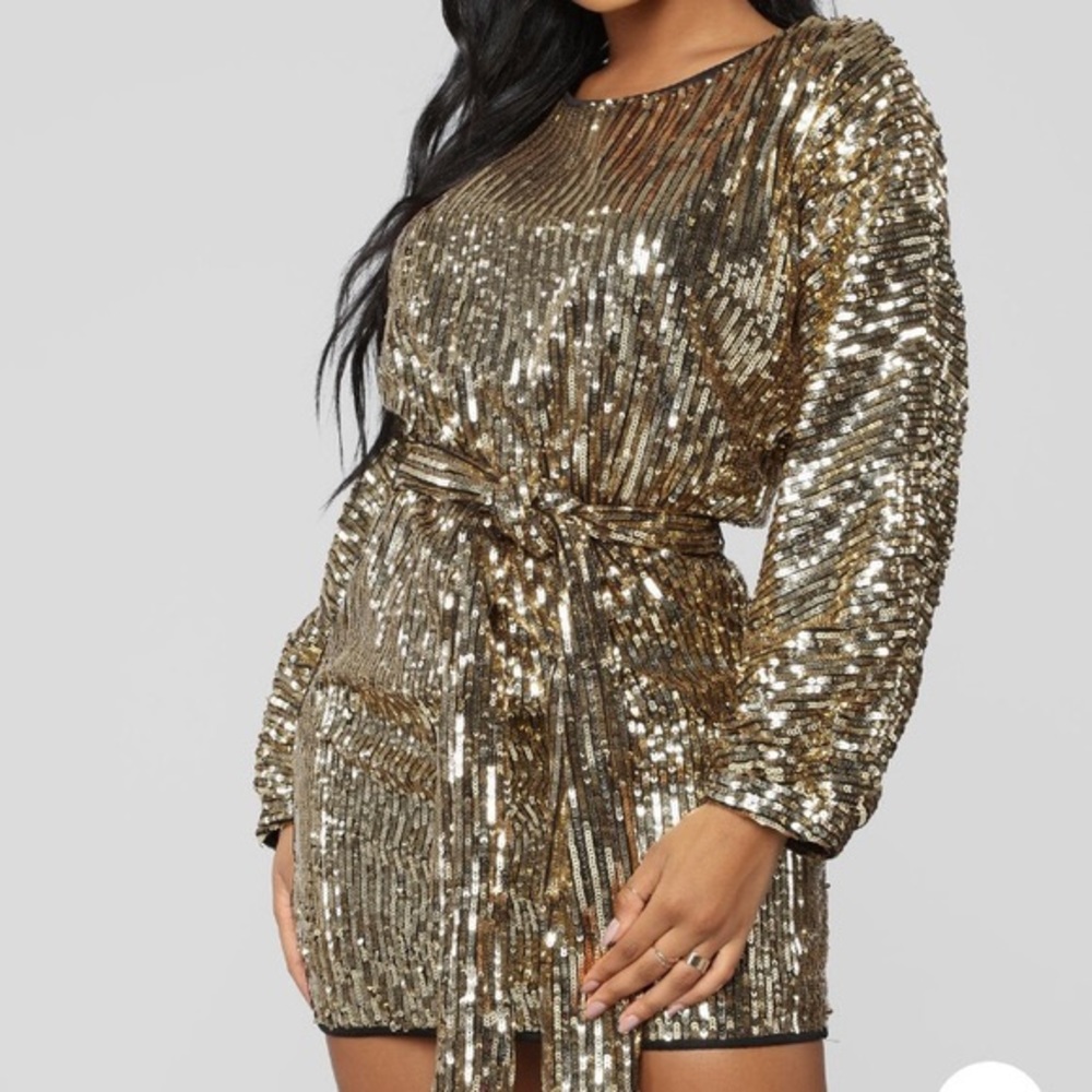 Fashion Nova Gold Sequin Dress